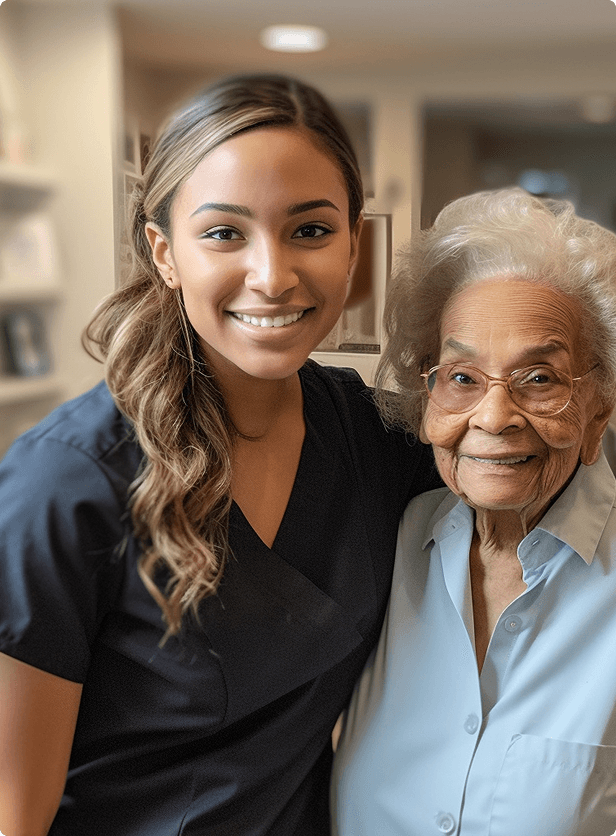 Caregiver with elderly person